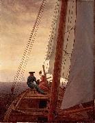 Caspar David Friedrich On a Sailing Ship oil painting artist